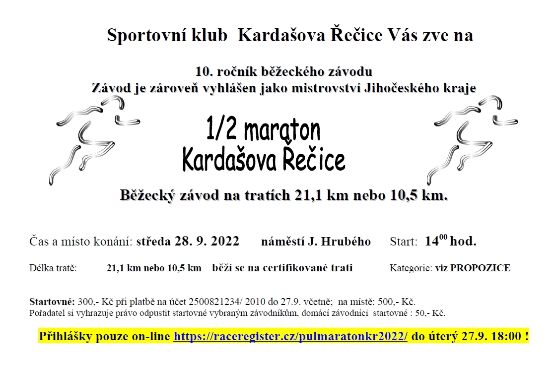 Půlmaratn Kardašova Řečice 2020